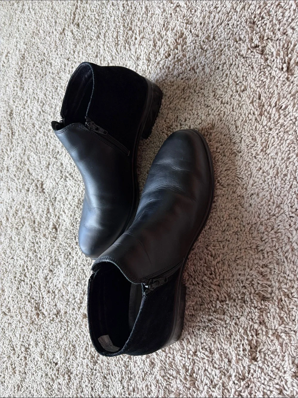 Naot Black Leather and suede Ankle Booties - Classic Zip Detail size 40 European